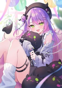 aoha_(aohasora) garter hololive skirt_lift sweater tail tokoyami_towa