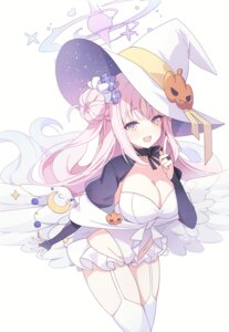angel blue_archive halloween leotard misono_mika misyune no_bra stockings thighhighs wings witch