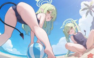 ass blue_archive cameltoe halo loli pointy_ears school_swimsuit swimsuits tachibana_hikari tachibana_nozomi tail user_gzus8432