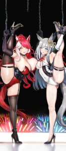 Rating: Questionable Score: 43 Tags: animal_ears asdkd123 bondage chrono_genesis_(umamusume) garter heels leotard loves_only_you_(umamusume) no_bra stockings symmetrical_docking tail thighhighs uma_musume_pretty_derby wet User: charunetra