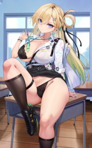 Rating: Questionable Score: 65 Tags: bra cameltoe garter heels lingerie lynae niliu_chahui open_shirt pantsu see_through seifuku skirt_lift undressing wet_clothes wuthering_waves User: Arsy