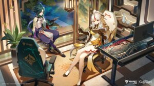 chinadress genshin_impact heels ningguang tagme tattoo wallpaper xiao