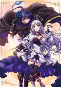 amelia_rosequartz ansatsusha_de_aru_ore_no_status_ga_yuusha_yori_mo_akiraka_ni_tsuyoi_no_da_ga cleavage disc_cover dress elf neko oda_akira pointy_ears tagme thighhighs yoru_(sutetsuyo)