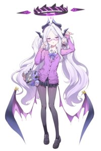 amau_ako blue_archive chibi devil halo hinomiya_chinatsu horns megane pantyhose seifuku shiromi_iori sorasaki_hina sweater ugjk0925 wings