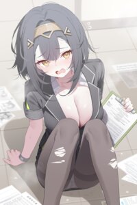 Rating: Questionable Score: 30 Tags: deyui kohaku_(stella_sora) no_bra open_shirt pantsu pantyhose see_through skirt_lift stella_sora torn_clothes uniform wet User: lacepanties