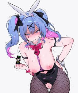 animal_ears breasts bunny_ears bunny_girl fishnets hatsune_miku nipples no_bra nopan pantyhose pussy pussy_juice qiandaiyiyu rabbit_hole_(vocaloid) tattoo torn_clothes uncensored vocaloid wet
