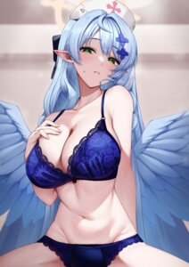 Rating: Questionable Score: 29 Tags: angel aomori_mine blue_archive bra lingerie nurse pantsu pointy_ears seele0907 wings User: whitespace1