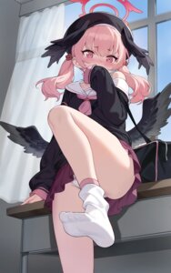 Rating: Questionable Score: 80 Tags: blue_archive halo hongchajun loli pantsu seifuku shimoe_koharu skirt_lift wings User: KenB