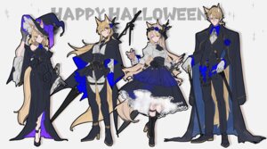 animal_ears arknights blemishine_(arknights) cosplay dress garter halloween heels mlynar_(arknights) nearl_(arknights) see_through silverash_(arknights) sword tail vendela weapon whislash_(arknights) yakota_(usuk-yako)