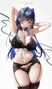 Rating: Questionable Score: 25 Tags: bra garter_belt hololive hololive_english lingerie lyusiola ouro_kronii pantsu see_through stockings thighhighs User: whitespace1