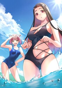 hongou_miyuki sawaranaide_kotesashi-kun sayamagaoka_chiyo school_swimsuit shinjou_takuya swimsuits wet