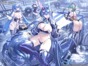 admiral_nakhimov_(azur_lane) animal_ears azur_lane bunny_ears cream essex_(azur_lane) headphones heels leotard manjuu_(azur_lane) megane nekomimi new_jersey_(azur_lane) no_bra pantsu see_through stockings tagme tail thighhighs tirpitz_(azur_lane)