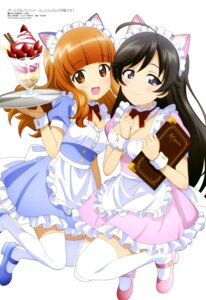Rating: Safe Score: 18 Tags: animal_ears girls_und_panzer isuzu_hana maid nekomimi no_bra okada_natsumi takebe_saori thighhighs waitress User: drop