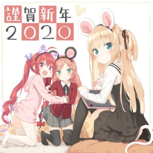 animal_ears bikini dress hazuki_watora kani_biimu loli minazuki_sarami nekomimi panty_pull seifuku shimotsuki_potofu skirt_lift sweater swimsuits tail thighhighs