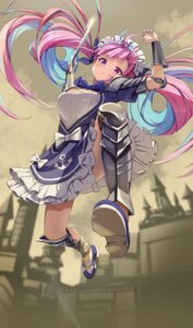 armor hololive maid minato_aqua skirt_lift summer_tail720 sword