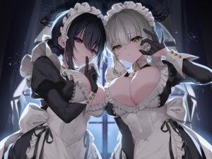 Rating: Questionable Score: 16 Tags: breast_hold maid no_bra sourenkio symmetrical_docking User: Arsy