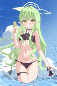 bikini blue_archive garter halo loli pointy_ears qianran swimsuits tachibana_hikari tail wet