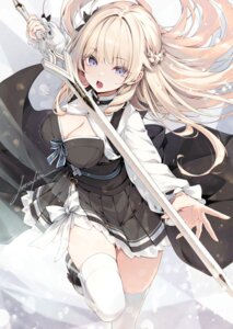 luna_lia no_bra sword thighhighs