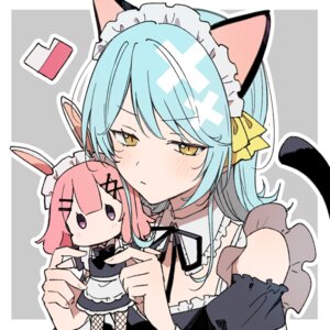 amaori_renako animal_ears bunny_ears chibi fishnets koyanagi_kaho maid musshu nekomimi pantyhose tail watashi_ga_koibito_ni_nareru_wake_nai_jan_muri_muri!_(※muri_ja_nakatta!?)