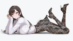 bra fishnets heels nopan pantyhose rucarachi see_through sweater