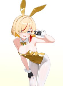 animal_ears bunny_ears bunny_girl loli no_bra pantyhose shenqi_xiaohuang tattoo