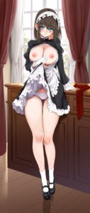 breasts cameltoe kyokucho maid maid_kyouiku. nipples no_bra open_shirt pantsu rurikawa_tsubaki skirt_lift wet