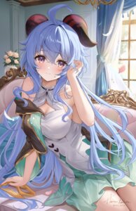 Rating: Questionable Score: 55 Tags: cosplay firefly ganyu genshin_impact harukix honkai:_star_rail horns no_bra User: Anonymous