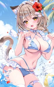 animal_ears bikini enepuni garter maid nekomimi swimsuits tail thighhighs wet wings