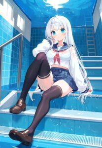 Rating: Questionable Score: 35 Tags: bra ochinsama pantsu see_through seifuku skirt_lift thighhighs wet wet_clothes User: Anonymous