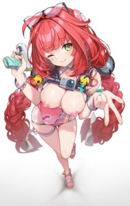 breasts garter gun hong_(white_spider) megane nipples swimsuits tattoo ukinami_yuzuha zenless_zone_zero