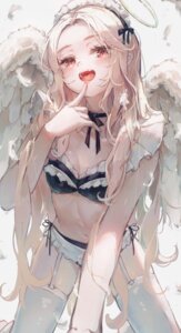 angel bra fuunyon lingerie maid pantsu stockings string_panties thighhighs wings
