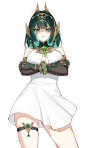 Rating: Questionable Score: 18 Tags: cleavage dress foxyreine garter genshin_impact nefer no_bra tattoo User: Arsy