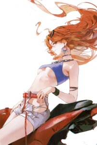 dinoartforame genshin_impact mavuika megane no_bra torn_clothes underboob