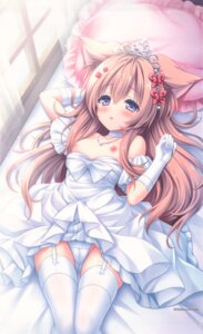 Rating: Questionable Score: 29 Tags: animal_ears breasts cameltoe dress kitsune loli lump_of_sugar mito_mashiro moekibara_fumitake nipples no_bra pantsu raw_scan skirt_lift stockings tayutama tayutama_2 thighhighs wedding_dress User: k25c2yf