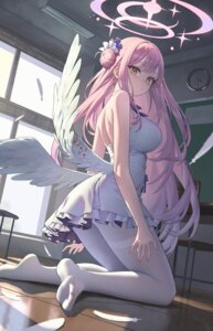 angel blue_archive dress misono_mika no_bra pantyhose wings xzu