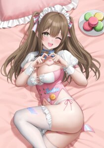 girls_frontline k-2_(girls_frontline) keine09 maid no_bra pantsu string_panties tattoo thighhighs thong