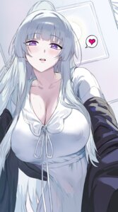 blue_archive cleavage erect_nipples hews pajama ushio_noa