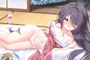 areola azur_lane le_hardi_(azur_lane) loli no_bra open_shirt pantsu qian_hen skirt_lift string_panties undressing yukata