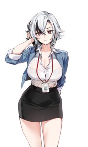 Rating: Questionable Score: 3 Tags: arlecchino bra dress_shirt foxyreine genshin_impact open_shirt see_through User: Arsy