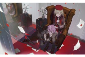 amano_(amn_amn) bang_dream! bang_dream!_ave_mujica heels pantyhose see_through stockings thighhighs uniform wakaba_mutsumi yuri yuutenji_nyamu