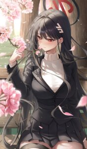 Rating: Safe Score: 6 Tags: blue_archive business_suit garter halo mohaka skirt_lift sweater tsukatsuki_rio User: VigorousMMM