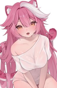 Rating: Questionable Score: 34 Tags: animal_ears hiroside hololive hololive_english no_bra raora_panthera see_through tail wet wet_clothes User: whitespace1
