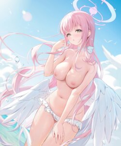 angel bikini blue_archive houkisei misono_mika nipples swimsuits topless wet wings