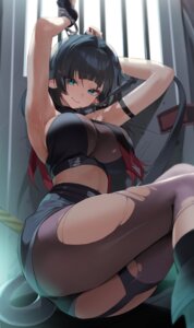 animal_ears bondage choyeon jane_doe see_through stockings tail thighhighs torn_clothes zenless_zone_zero