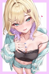 amaki_daisuke breast_hold kurumi_noah no_bra open_shirt vspo!