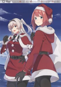 ark_royal_(kancolle) calendar christmas dress glorious_(kancolle) kantai_collection konishi pantyhose
