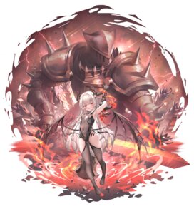 chen_bin horns leotard loli see_through sword wings