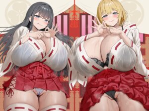 Rating: Questionable Score: 23 Tags: bra cameltoe lingerie miko oekakizuki open_shirt pantsu see_through skirt_lift thighhighs thong wet wet_clothes User: kiyoe