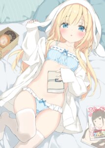 Rating: Questionable Score: 84 Tags: animal_ears artist_revision bra bunny_ears kani_biimu loli open_shirt pajama pantsu shimapan shimotsuki_potofu thighhighs User: himeno_nanako