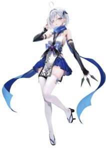 fishnets garter heterochromia japanese_clothes nekometaru ninja no_bra shibou_yuugi_de_meshi_wo_kuu. sorimachi_yuuki thighhighs weapon